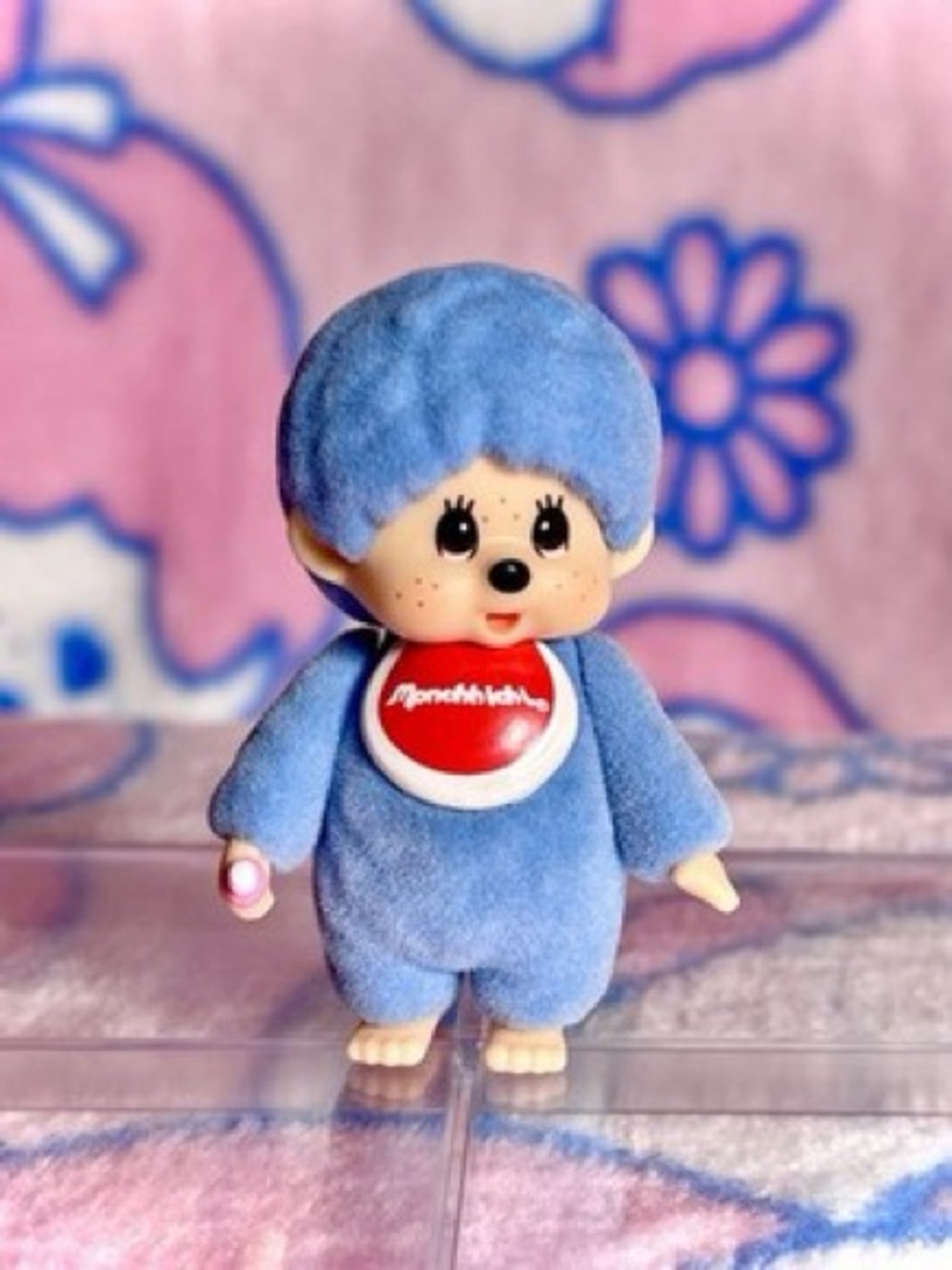Monchhichi Blue World's Smallest Flocked Collectible Figure Blind Box